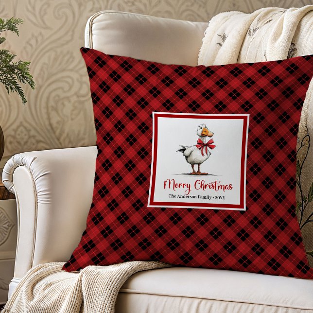 Almofada de Lançamento de Humor Alegre de Gansos d (Christmas Geese Humor Playful Throw Pillow Art)