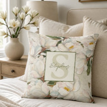 Almofada de lançamento de monograma floral de Magn