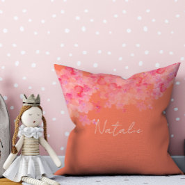 Almofada de lançamento de nome salmão coral floral