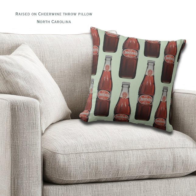 Almofada de lançamento de refrigerante retrô North (Carolina comfort with a splash of Cheerwine nostalgia. Personalized North Carolina Throw Pillow)