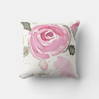 Almofada de lançamento de rosa pintada à mão
