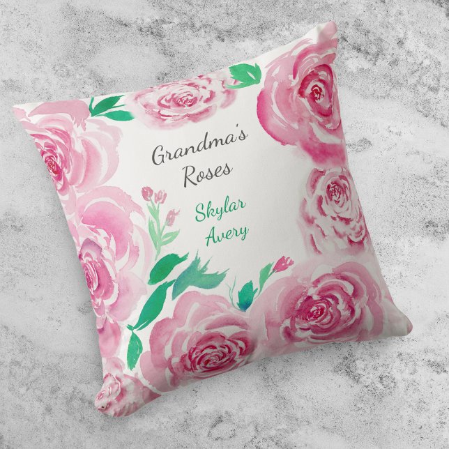 Almofada de lançamento de rosas de aguarela Jardim (Criador carregado)