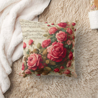 Almofada de lançamento de rosas e notas musicais, 