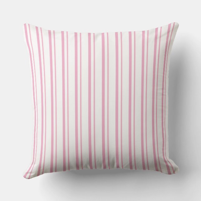 almofada de lançamento de tiras rosa suave (Verso)
