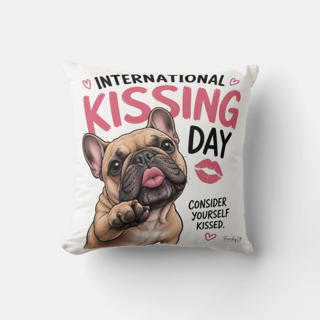 Almofada de lançamento do Bulldog Francês do Dia d (Frente)