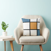 Almofada de lançamento estilo Mondrian azul ouro m