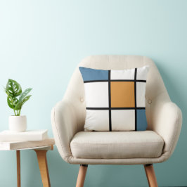 Almofada de lançamento estilo Mondrian azul ouro m