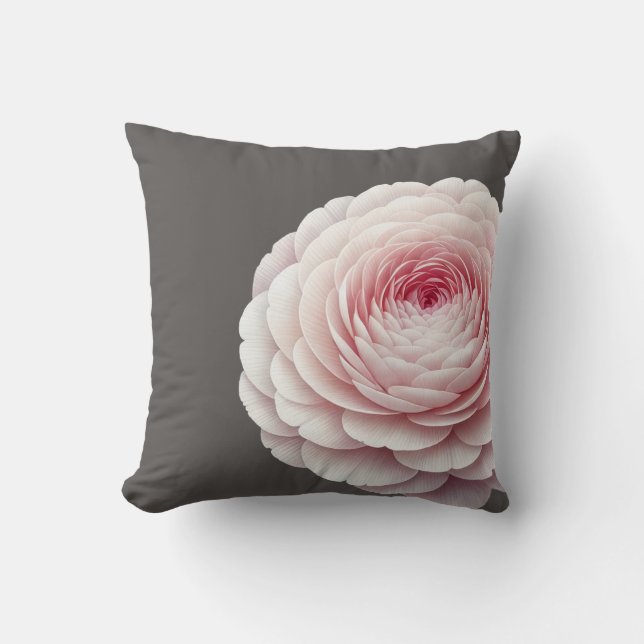 Almofada de lançamento floral de carvão elegante e (Frente)