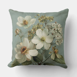Almofada de lançamento floral em marfim vintage em