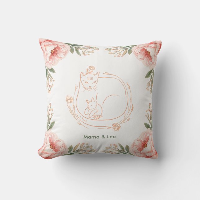 Almofada de lançamento floral personalizada da Mam (Frente)