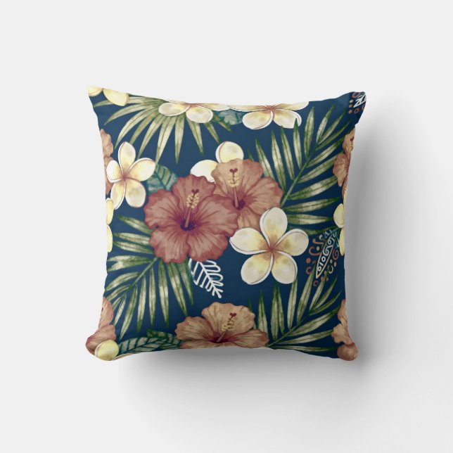 Almofada de lançamento floral tropical ousada (Frente)