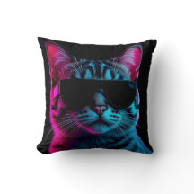 Almofada de lançamento gato neon