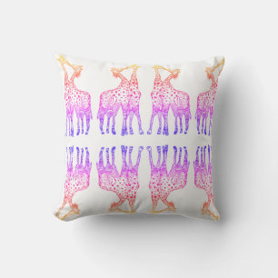 Almofada de lançamento Girafas Beijo arte colorida