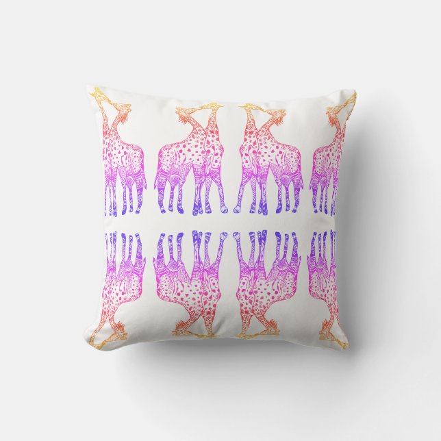 Almofada de lançamento Girafas Beijo arte colorida (Frente)