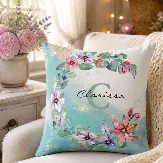Almofada de lançamento personalizada com floral de (Criador carregado)