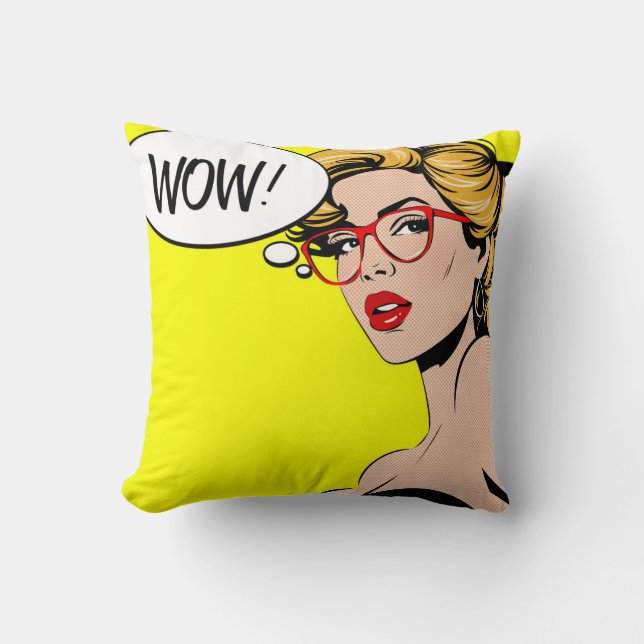 Almofada de lançamento Pop Art WOW (Frente)