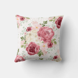 ALMOFADA DE LANÇAMENTO ROSAS ROSADAS Aquarela FLOR