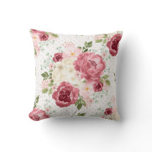 ALMOFADA DE LANÇAMENTO ROSAS ROSADAS Aquarela FLOR