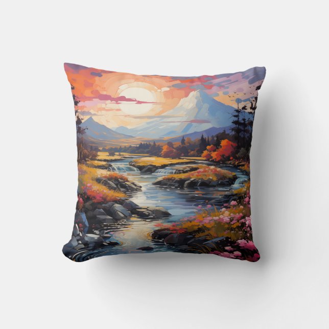 Almofada de lançamento Sunset Winter Creek | Natur (Frente)