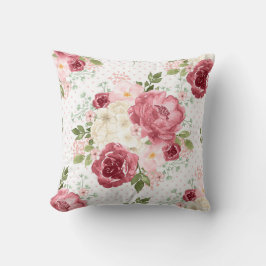 ALMOFADA DE LANÇAR ROSAS ROSADAS FLORAL Aquarela V