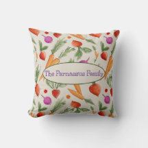 Almofada de legumes de raiz em aquarela personaliz