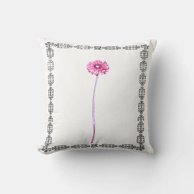 Almofada de Moldura de Flor Gerbera Gerberum com E (Frente)