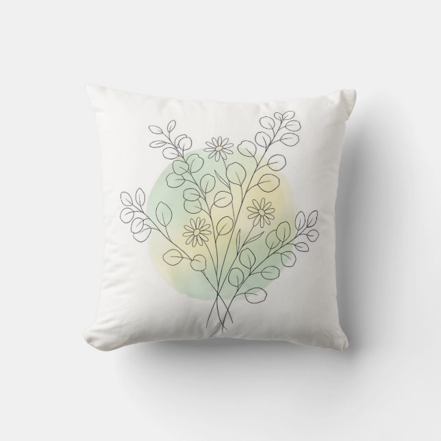 Almofada de Molho de Eucalipto Floral em Arte de L (Frente)