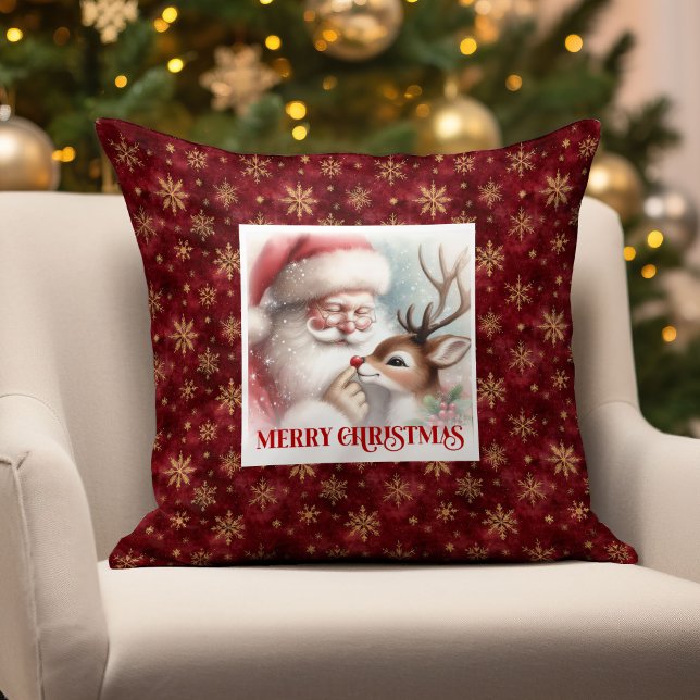 Almofada de Natal aconchegante do Papai Noel e Rud (Cozy Santa and Rudolph Christmas Pillow Home Decor

)