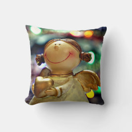 Almofada de Natal Anjo e Luzes Coloridas