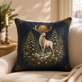 Almofada de Natal ao Luar com Veado Branco de Inve