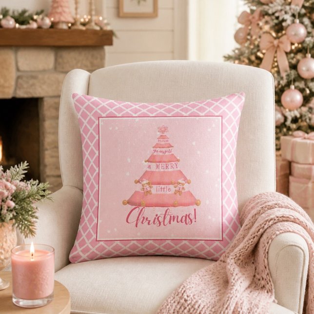 Almofada de Natal Árvore de Natal Rosa (Criador carregado)