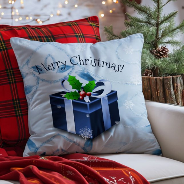 Almofada de Natal Azul (Blue Christmas Gift Throw Pillow)