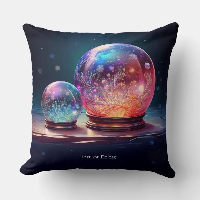Almofada de Natal Bolas de Neve de Cristal (Frente)