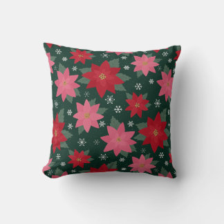 Almofada de Natal Brilhante e Elegante com Poinset
