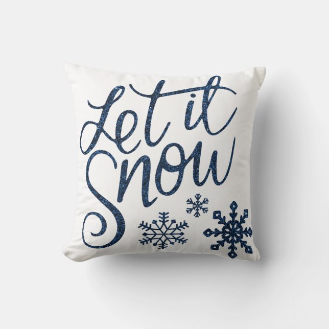 Almofada de Natal Brilho Azul Deixe Nevar (Frente)