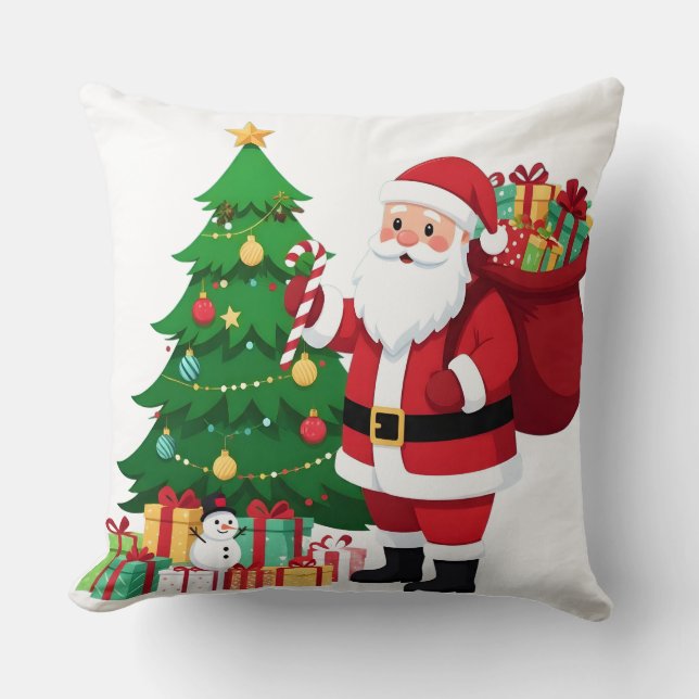 Almofada de Natal Clássica do Papai Noel (Frente)