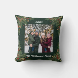Almofada de Natal com Foto da Família Greenery