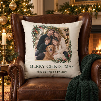 Almofada de Natal com Foto Personalizada da Famíli