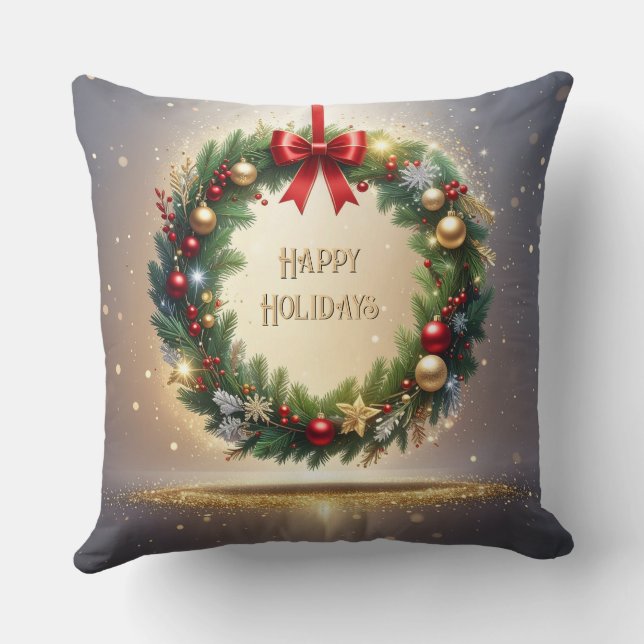 Almofada de Natal com Grinalda Festiva de Natal (Verso)