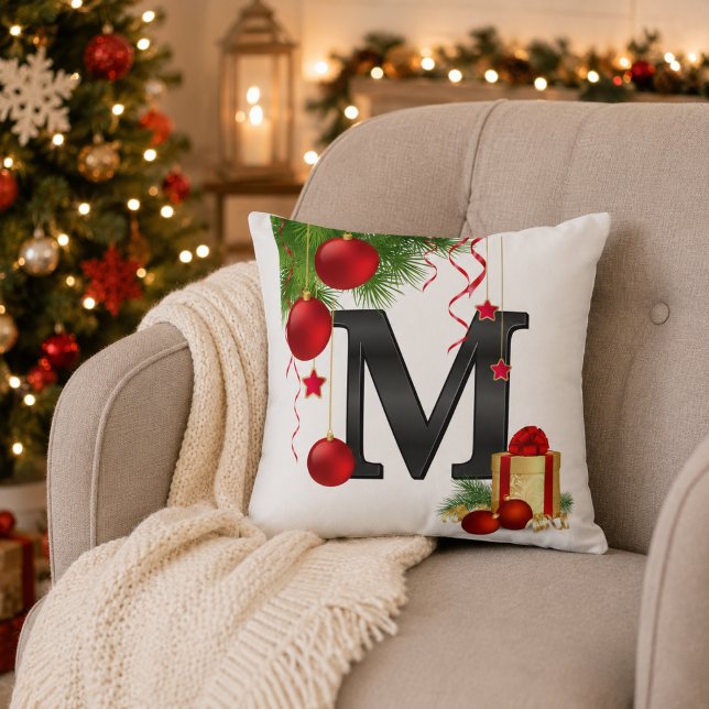 Almofada de Natal com Monograma Personalizado (Criador carregado)