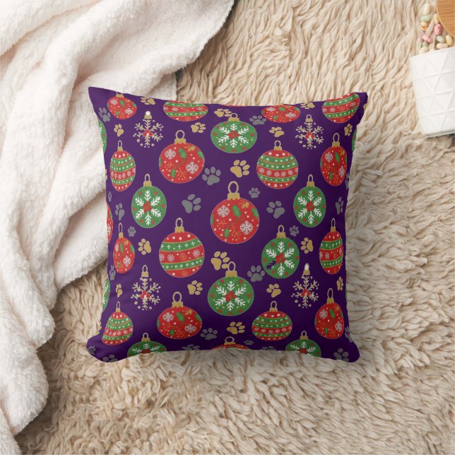 Almofada de Natal com Pegada de Pata Festiva (Cobertor)