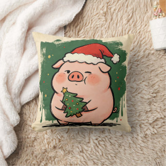 Almofada de Natal com Porco Fofo da Fazenda