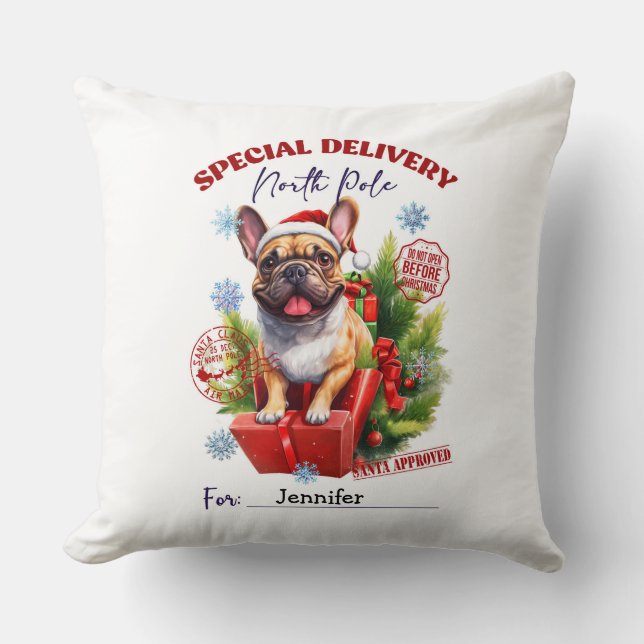 Almofada de Natal com Pug Caprichoso Festivo (Frente)