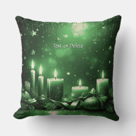 Almofada de Natal com Velas Verdes