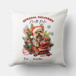 Almofada de Natal com Yorkie Fofo e Caprichoso