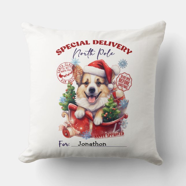 Almofada de Natal de Cachorro Fofo (Frente)