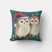 Almofada de Natal de Corujas Fofas Decoração de Fé