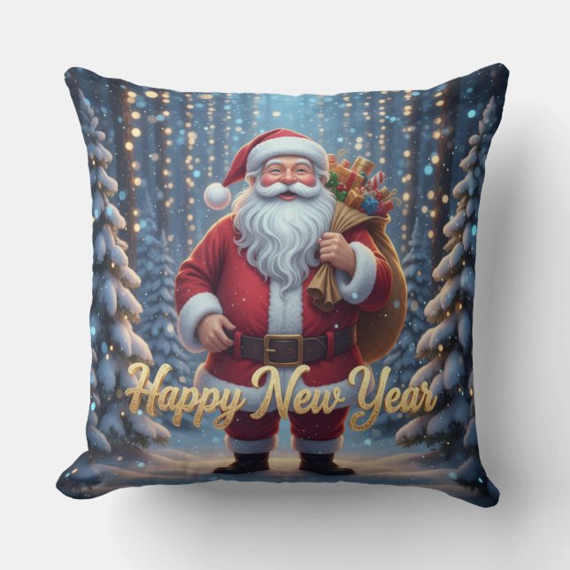 Almofada de Natal do Papai Noel | Feliz Ano Novo M (Frente)