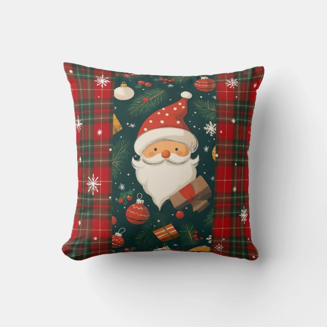 Almofada de Natal do Papai Noel Vintage (Frente)