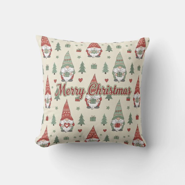 Almofada de Natal Escandinava Aconchegante com Gno (Frente)